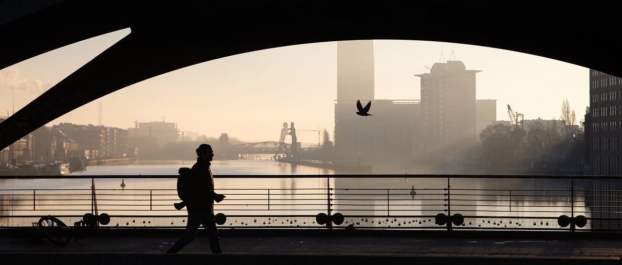 city, bridge, cityscape, urban, flow, road, architecture, berlin